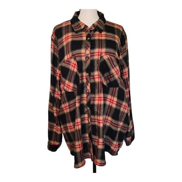 Maurices Black and Red Plaid Button-Down Shirt - Picture 2 of 7